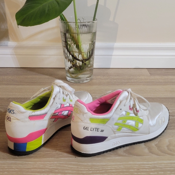 Asics White Sneakers with Purple and Green Accents - Picture 4 of 8